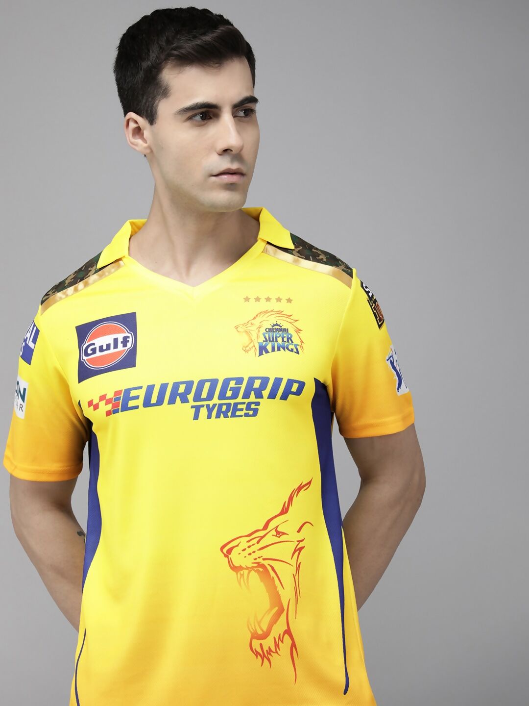 playR Men Sports Printed Polo Collar Dri-FIT CSK Fan 7 Dhoni T-shirt IPL, T20 - Distacart