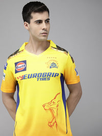 Thumbnail for playR Men Sports Printed Polo Collar Dri-FIT CSK Fan 7 Dhoni T-shirt IPL, T20 - Distacart