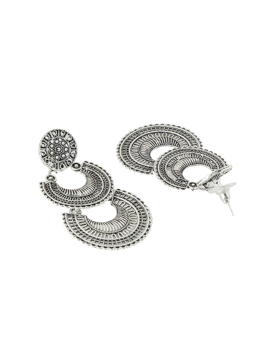 NVR Women Silver Plated Crescent Shaped Drop Earrings - Distacart