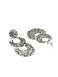 Thumbnail for NVR Women Silver Plated Crescent Shaped Drop Earrings - Distacart