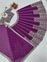 Thumbnail for Jyoti Fashion Women's Wine Faux Georgette Sequins with Thread Embroidered Designer Lehenga Choli Set - Distacart