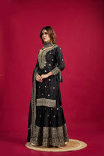 Thumbnail for Joban Fashion Black Kurta Set Silk Sequins , Zari, Coding & Thread Embroidered work - Distacart