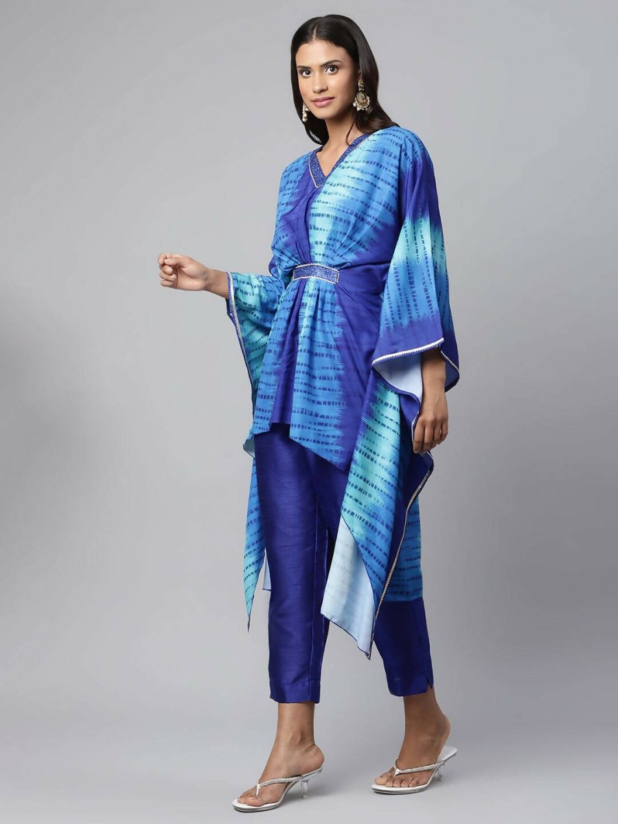 Ahalyaa Women Royal Blue Crepe Digital Printed Kaftan Kurta - Distacart