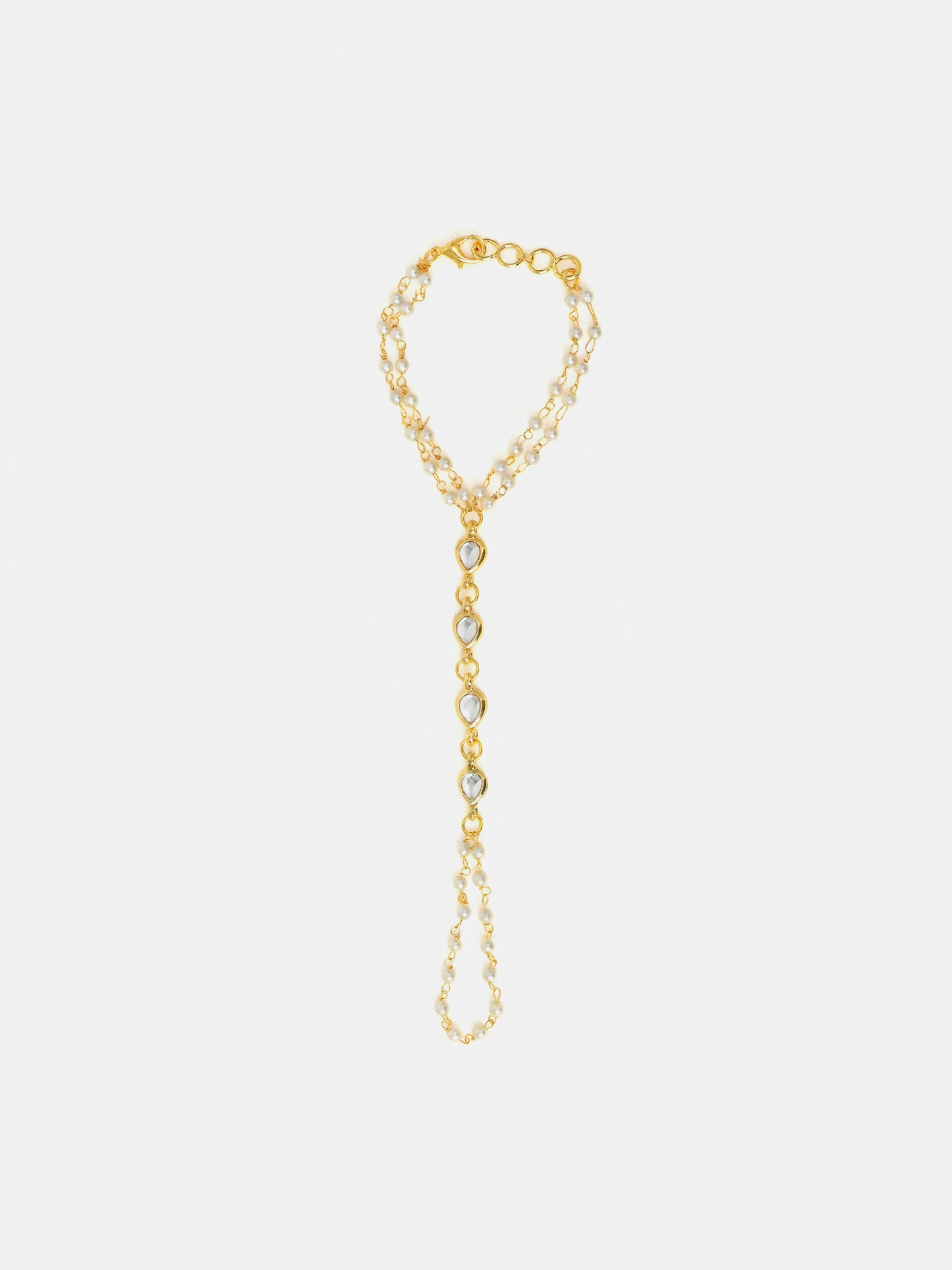 Ruby Raang Subtle Gold-Pearl Haath Phool - Distacart