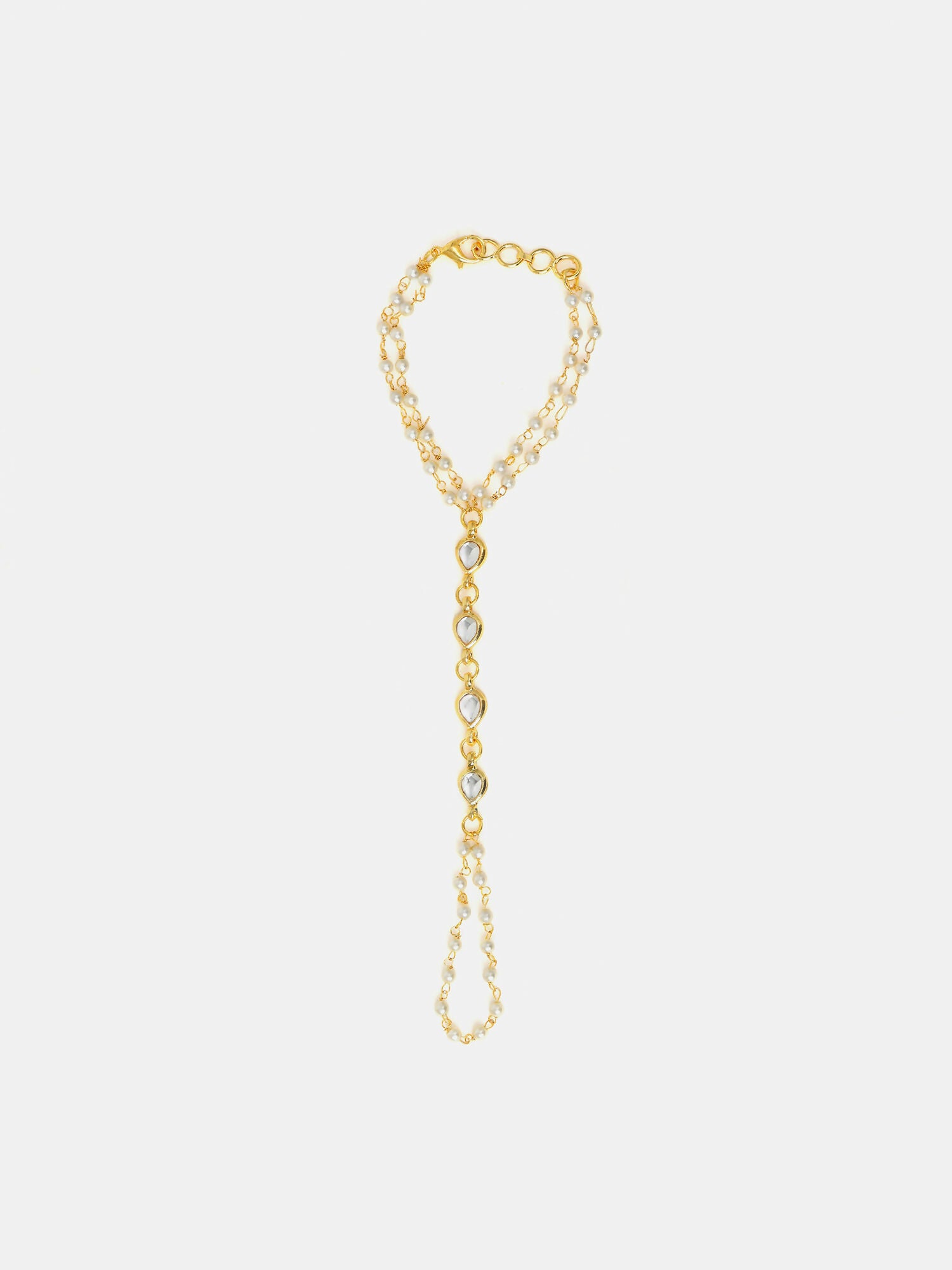 Ruby Raang Subtle Gold-Pearl Haath Phool - Distacart