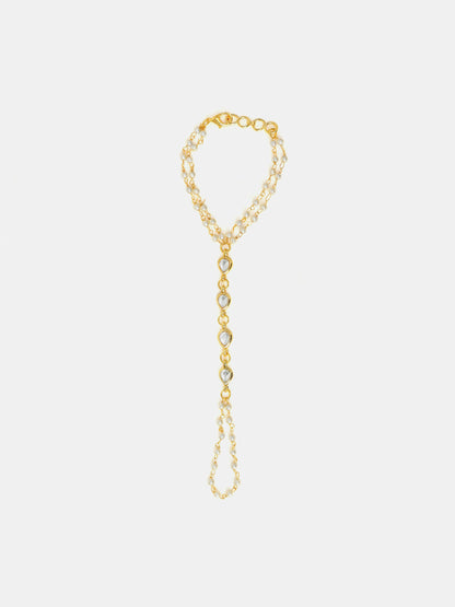 Ruby Raang Subtle Gold-Pearl Haath Phool - Distacart