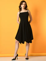 Thumbnail for Myshka Women's Black Solid Party Dress - Distacart