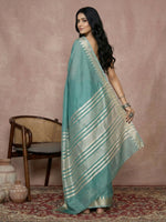 Thumbnail for Shree Shyam Fashion Teal Cotton Saree - Distacart