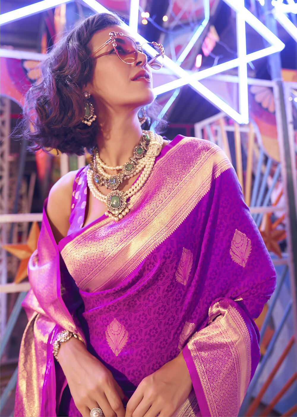 Beautiful Magenta Handloom Weaving Silk Saree - Emponline - Distacart
