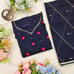 Thumbnail for Preksha Creation Designer Women Blue Georgette Gown With Dupatta - Blue - Distacart