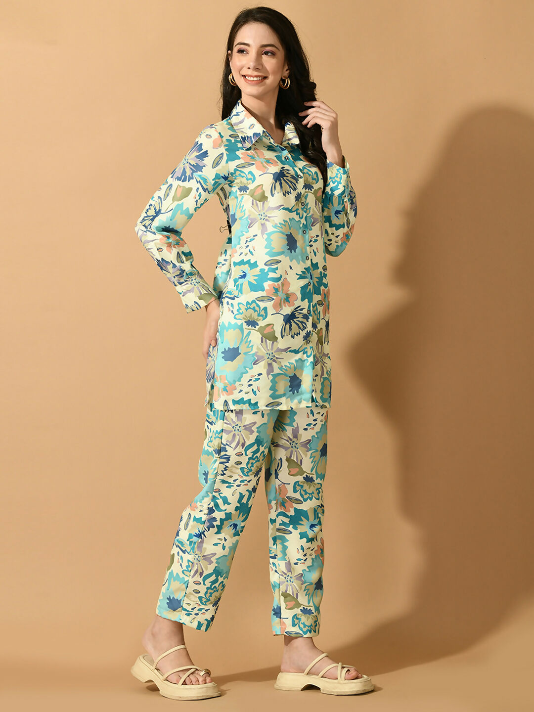 Myshka Women's Multi Printed Shirt With Trousers - Distacart