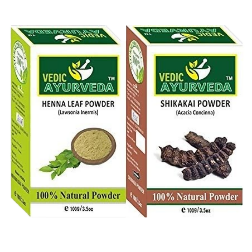 VedicAyurveda Heena Leaf Powder and Shikakai Powder - Dista