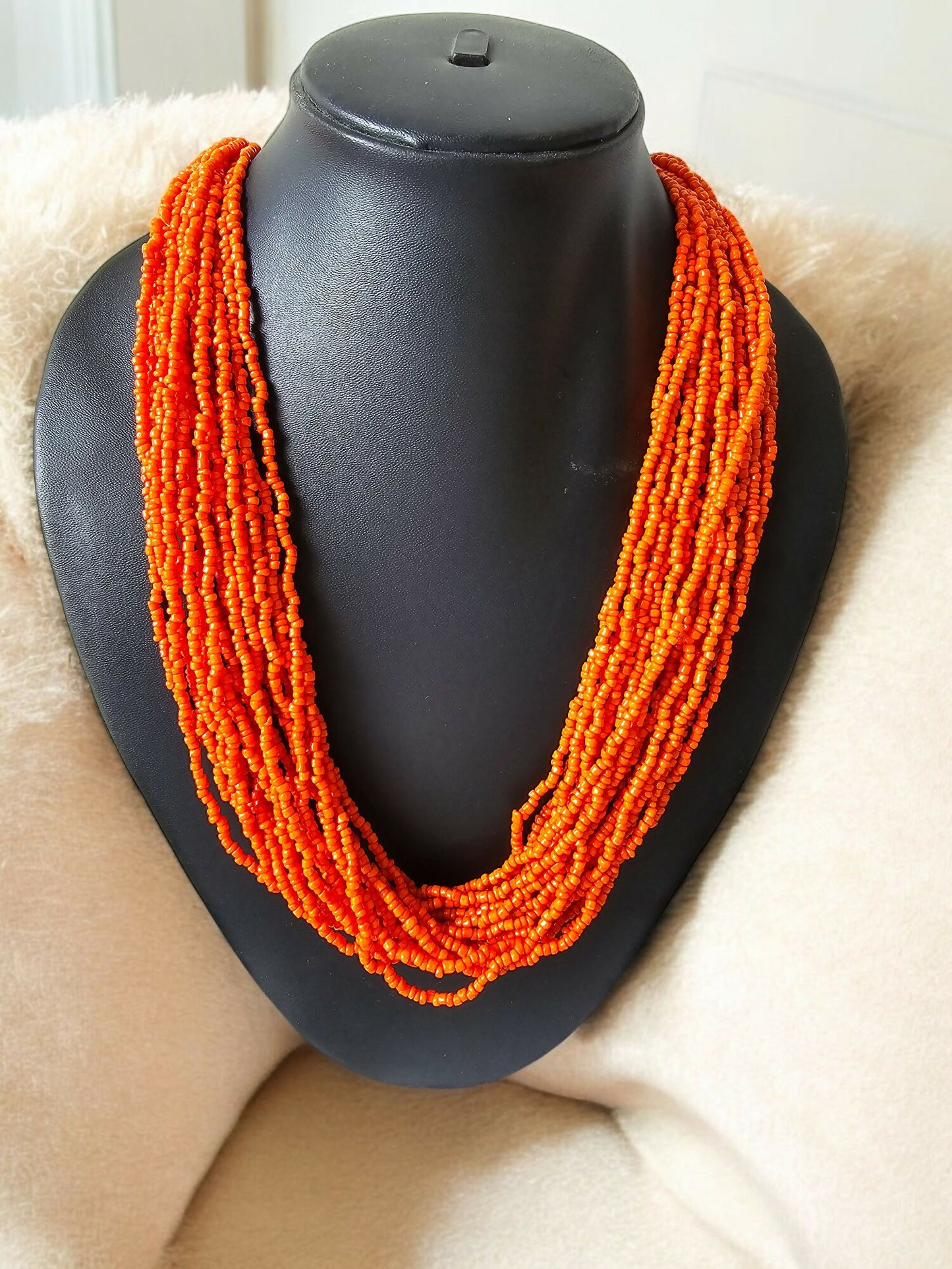 Inhanns Handmade Beaded Multilayer Necklace, 20 Layers - Orange - Distacart