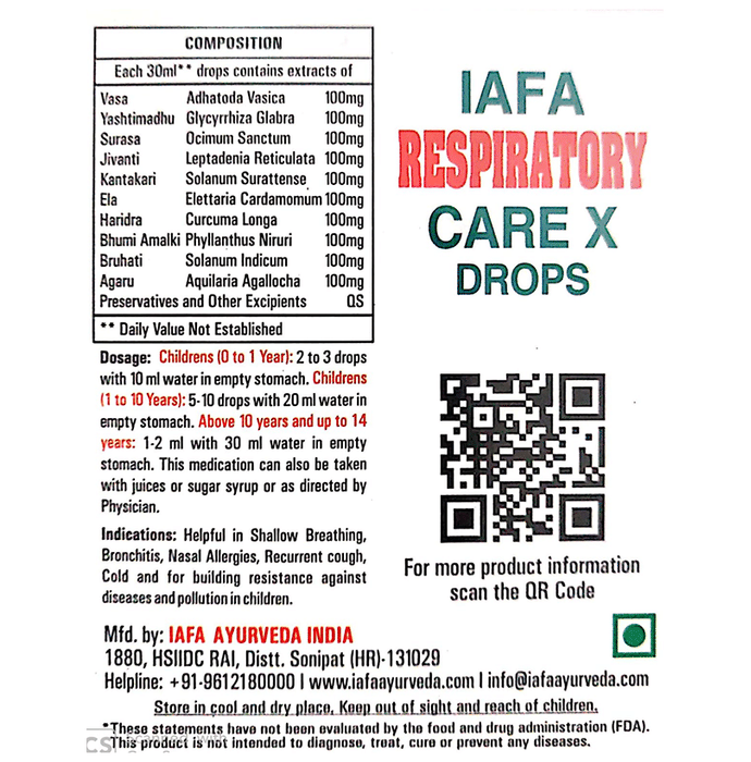 Iafa Ayuveda Respiratory Care X Drop