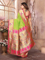 Thumbnail for Joban Fashion Paithani Light Green Woven Soft Silk Saree