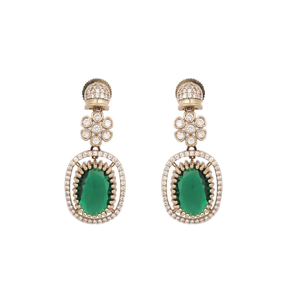 Nuyug 18K Gold Plated Emerald Blossom Necklace Set