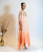 Thumbnail for Timaraa Coral Peach Ombre Embellished Kaftan Dress - Dista