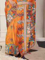 Thumbnail for Astita Silk Blend Orange Saree
