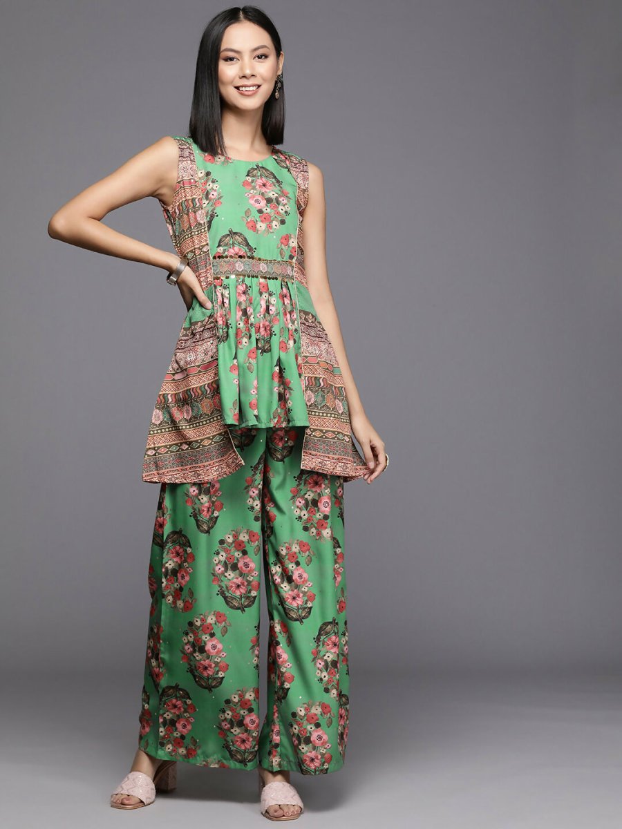 Ahalyaa Women's Traditional Wear Co-ods - Green - Distacart