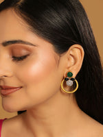 Thumbnail for Nuyug 22K Gold Plated Cubic Zirconia Studded Contemporary Stone Earrings