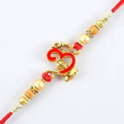 Auspicious Om Pearl Rakhi & Cashew Jar