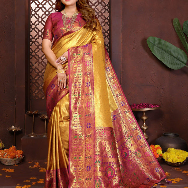 Aastha Fashion Gold Tissue Silk Weaving Saree - Distacart