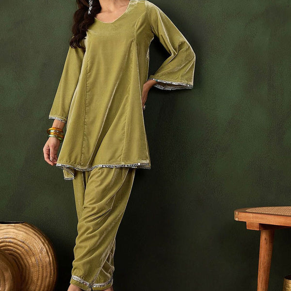 Sangria Mirror Detail Pakistani Kurta & Salwar Set - Distacart