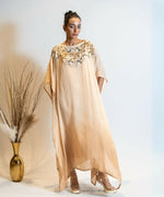 Thumbnail for Timaraa Champagne Beige Ombre Embellished Georgette Kaftan Dress - Dista