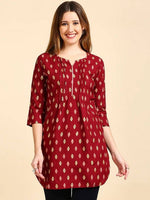Thumbnail for Anubhutee Maroon & Beige Printed Straight Kurta - Distacart