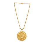 Thumbnail for Nuyug 18K Gold-Plated Pearl Embellished Minimal Chain Textured Surface Floral Pendant Necklace