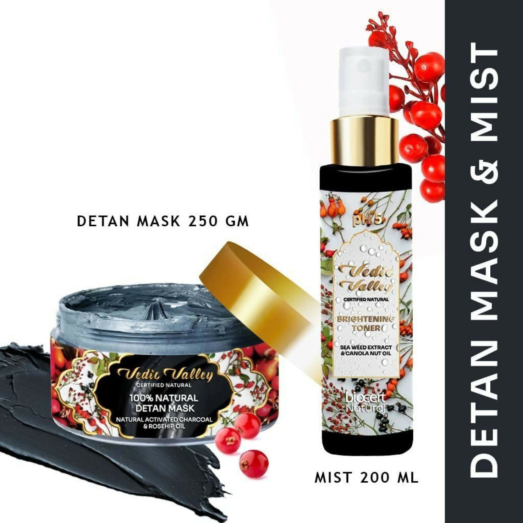 Vedic Valley 100% Natural Detan Face Mask & Face Mist Combo - Distacart