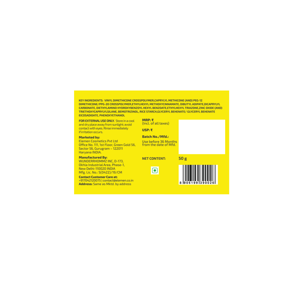 Elemen Moisturizing Sunscreen Butter SPF 50+ PA+++ - Distacart