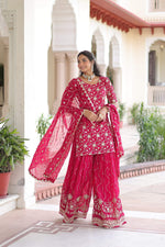 Thumbnail for Joban Fashion Pink Readymade Kurta Set With Sequence embroidery Work