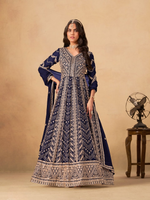Thumbnail for Anaita Navy Blue Faux Georgette Stitched Anarkali Suit with Heavy Embroidery Work - Distacart