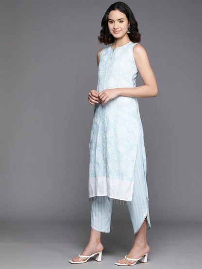 Ahalyaa Women's Traditional Wea Kurta Set - Aqua - Distacart