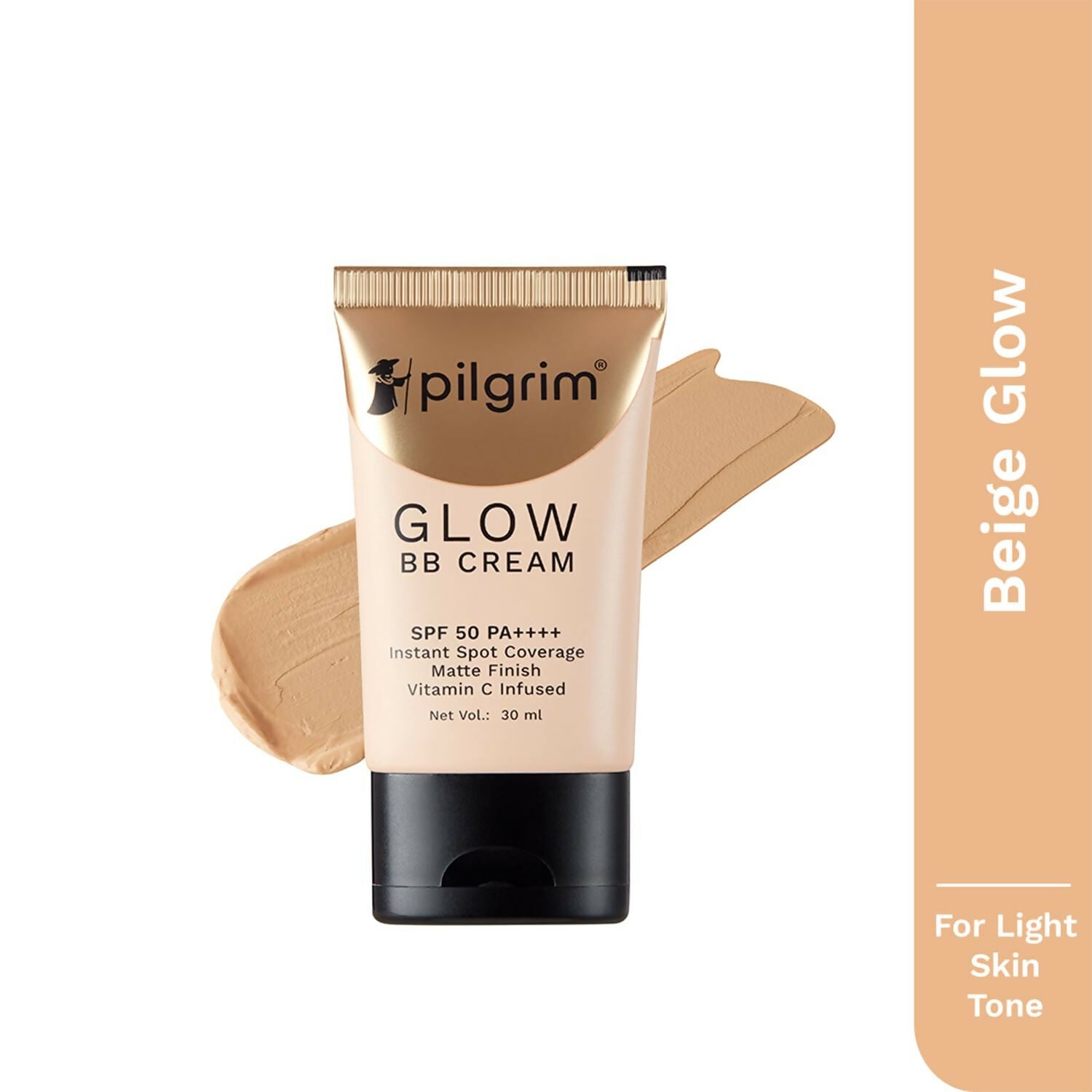 Pilgrim Glow BB Cream SPF 50 PA++++ Instant Spot Coverage Matte Finish Vitamin C Infused - Beige Glow - Distacart