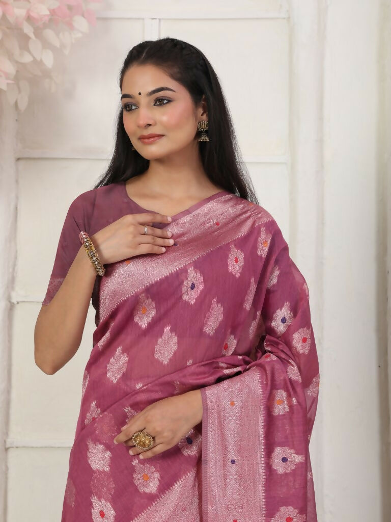 Astita Linen Cotton Pink Saree