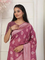 Thumbnail for Astita Linen Cotton Pink Saree