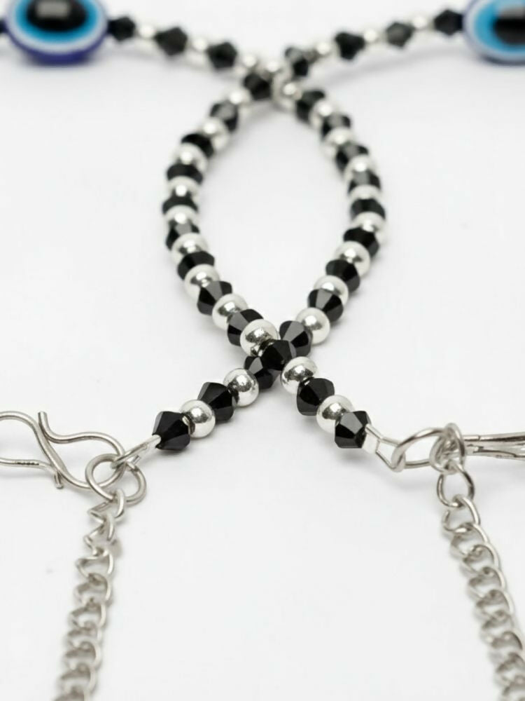NVR Women Evil Eye Silver Plated Artificial Beads Anklet - Distacart