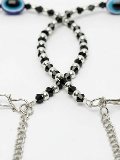 NVR Women Evil Eye Silver Plated Artificial Beads Anklet - Distacart