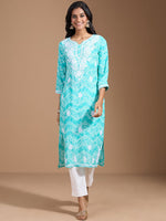 Thumbnail for Ode by House of Pataudi Women Ethnic Motifs Embroidered Chikankari Kurta - Distacart