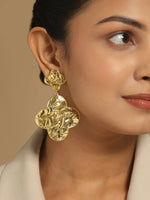 Thumbnail for Nuyug 18k Gold-Plated Contemporary Molten Metallic Finish Floral Drop Dangler Earrings