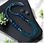 Thumbnail for Joban Fashion Women Blue Maroon Crystal Necklace With German Silver Spacers - Distacart