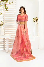 Thumbnail for Joban Fashion Peach Ikkat Linen Ready To Wear Saree With Unstitched Blouse - Distacart