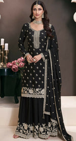 Thumbnail for Anaita Black Chinon Embroidered Thread Work Stitched Salwar Suit - Distacart