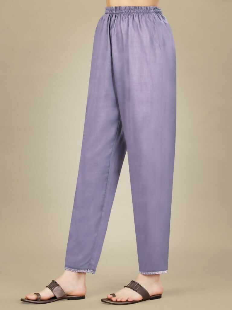 Jyoti Fashion Women's Lavender Silk Blend Embroidery & Sequence work Kurta with Trouser & Dupatta - Distacart