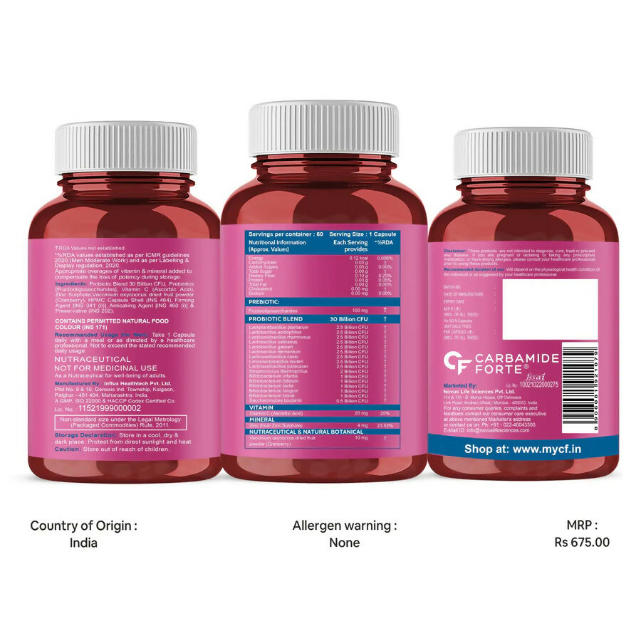 Carbamide Forte Probiotics Supplement 30 Billion Veg Capsules - Distacart