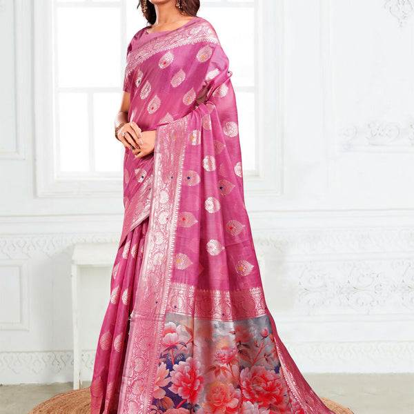 Astita Linen Cotton Pink Saree
