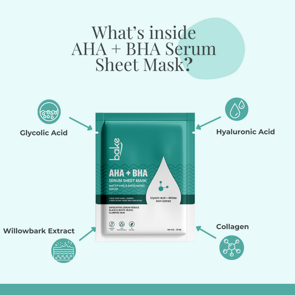 Bake AHA + BHA Serum Sheet Mask - Distacart