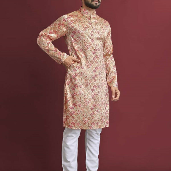 Anaita Multicolour Printed Pure Silk Straight Kurta - Distacart